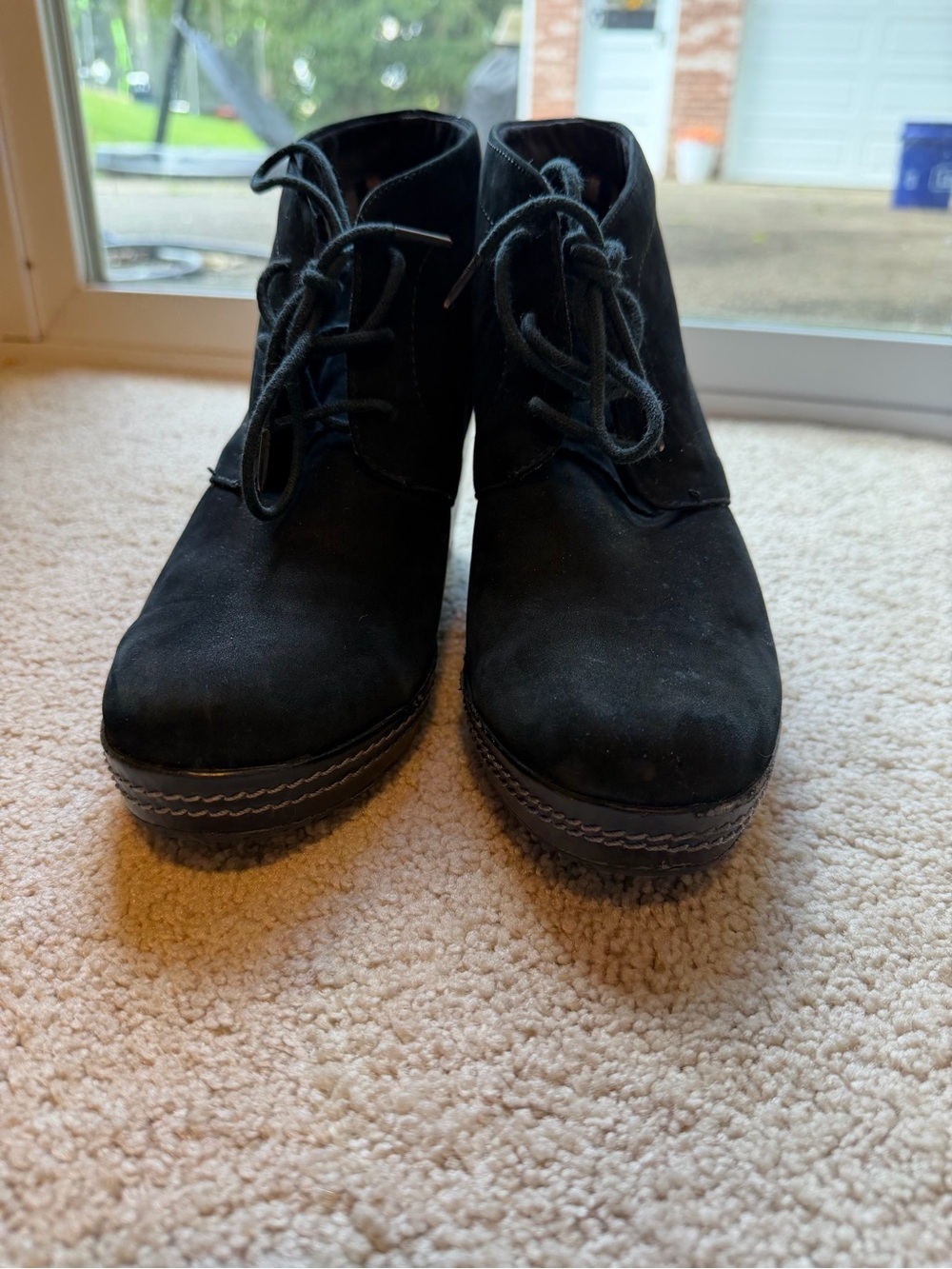Dr. Scholl's Black Lace-Up Wedge Ankle Boots